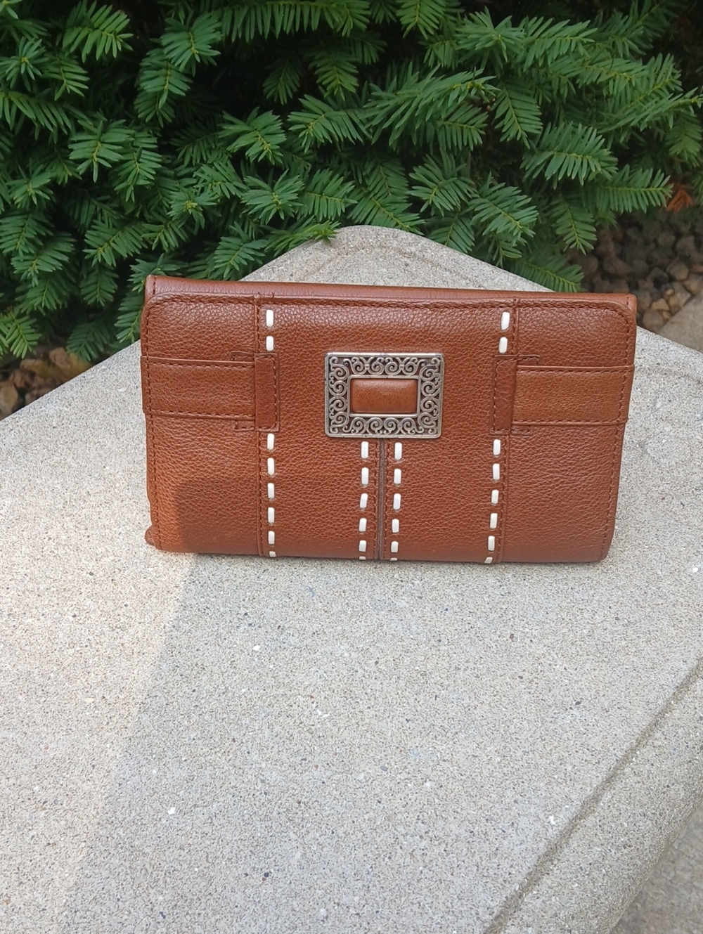 Brighton trifold brown leather wallet Vintage